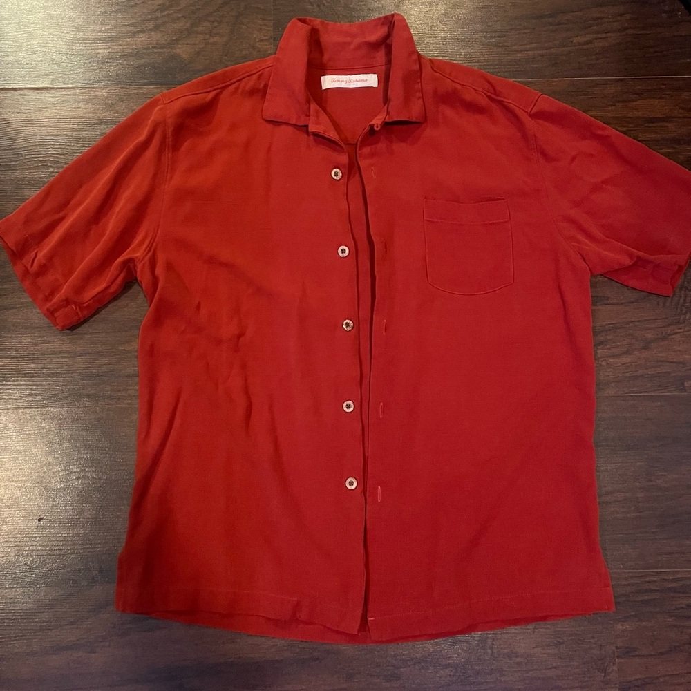 Tommy Bahama Men's Red Casual Button Down Shirt